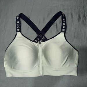 Under Armour White High-Impact Sports Bra with Front Zip